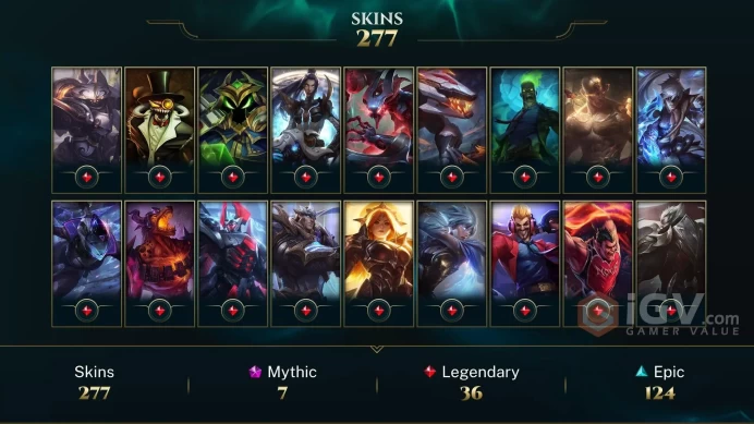 NA EMAIL CHANGEABLE 172 CHAMPIONS 277 SKINS Prestige Obsidian Dragon Sett Prestige Pulsefire Lucian 7K oe 35 ME 