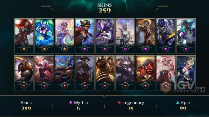 NA EMAIL CHANGEABLE ALL CHAMPIONS 66KBE 259 SKINS Worlds 2012 Riven 5 PRESTIGE 255 LITTLE LEGENDS (2X CHIBI 5.6KOE) 