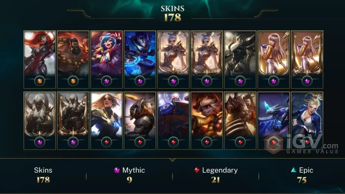 OCE EMAIL CHANGEABLE 123 CHAMPS 178 SKINS Prestige K/DA Kai'Sa 2X Valiant Sword Riven 2X BLOOD MOON AATROX 2X 75 LITTLE LEGENDS LAST PLAY 2024