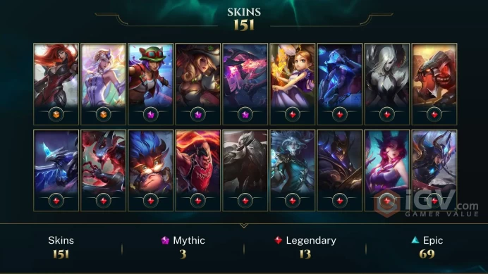 NA EMAIL CHANGEABLE 116 CHAMPIONS 69K BE 153 SKINS 213 LITTLE LEGENDS 3X MYTHIC 234 MYTHIC ESSENCE 248 EMOTE 