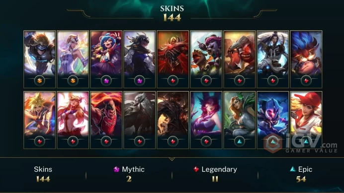 NA EMAIL CHANGEABLE 143 CHAMPIONS 16KBE 144 SKINS Prestige True Damage Senna 5 victorious LAST PLAY 2023