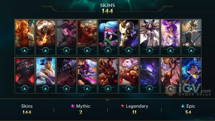 NA EMAIL CHANGEABLE 143 CHAMPIONS 16KBE 144 SKINS Prestige True Damage Senna 5 victorious LAST PLAY 2023