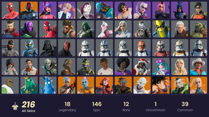 (PC PSN XBOX) 216 skins | Malik | Ronin | Snap | Peter Griffin | The Imagined | Era | Optimus Prime | The Origin | The Foundation | Nezumi | Twy