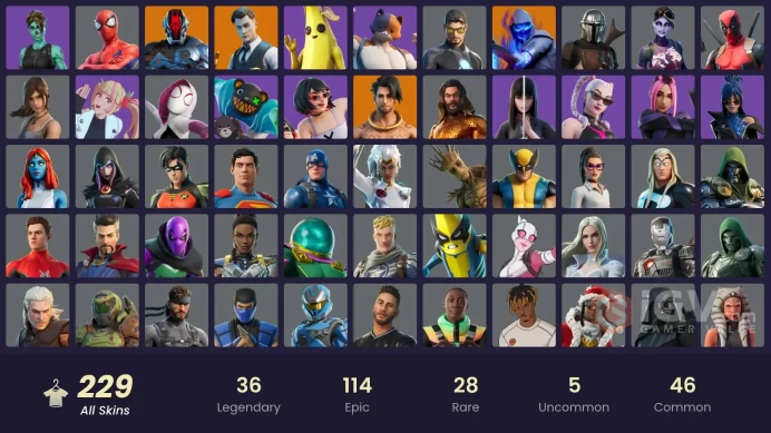 (PC PSN XBOX) 229 skins | Gold Meowscles | Gold Brutus | Gold TNTina | Gold Midas | Victor Elite | Subzero Cryptic | Sultura | Cloud Striker | S