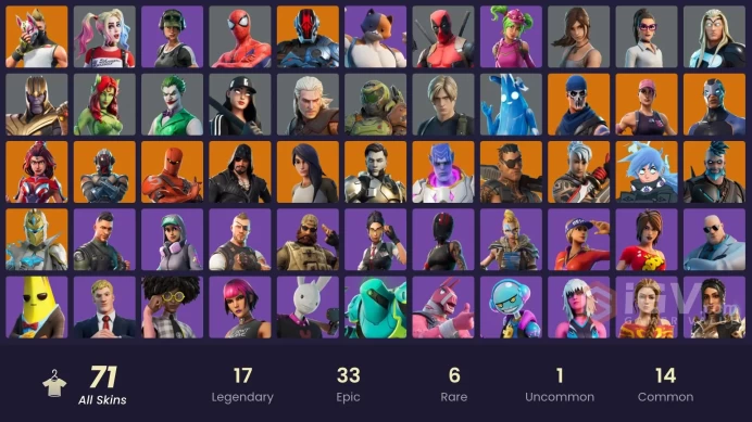 (PC PSN XBOX) 71 skins | OG STW | Leon S. Kennedy | Trailblazer | Hybrid | Carbide | Joey | Spectra Knight | Blackheart | Nezumi | The Visitor /