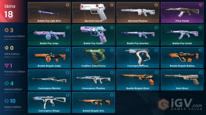 | AP | 1 KNIFE | 18 SKINS | VALUE: 7125 VP | Bubble Pop Light Stick | RANKED READY | 87 LEVEL | INSTANT DELIVERY | FULL ACCESS | G1wWJ |