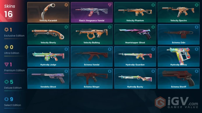 | AP | 1 KNIFE | 16 SKINS | VALUE: 1775 VP | Velocity Karambit | RANKED READY | 77 LEVEL | INSTANT DELIVERY | FULL ACCESS | G3MSB |