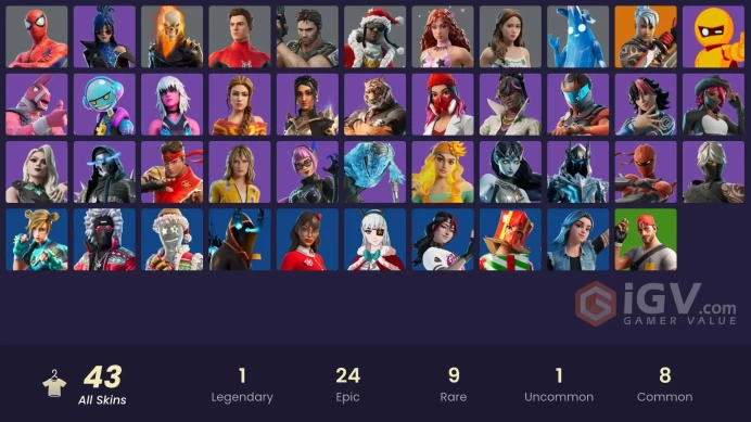   ACC263 Fortnite Account [PC] 43 skins | Ronin | Ghost Rider | Spider-Man (No Way Home) | Spider-Man | Polar Peely | Chris Redfield | Chappell 