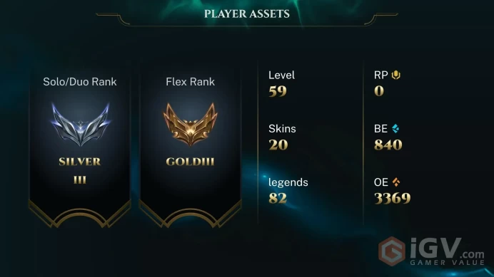 | EUNE | 20 SKINS | SILVER 3 | 82 CHAMPIONS | 59 LEVEL | INSTANT DELIVERY | FULL ACCESS | G2UBv |