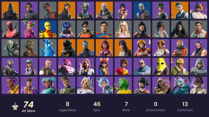 FA / 68 SKINS / BLACK KNIGHT / TRAVIS SCOTT / SPARKLE SPECIALIST / THE REAPER / ROYALE KNIGHT / FLOSS
