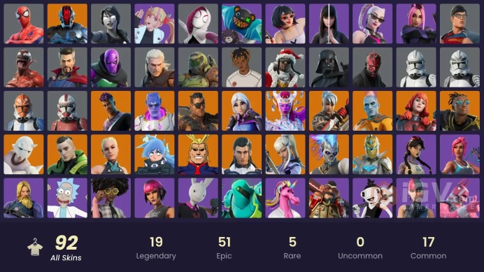 | PC/XBOX | 92 SKINS | Darth Vader | The Origin | Twyn | Joey | Spectra Knight | The Imagined | Paradigm (Reality-659) | 850 VBUCKS | G4IqA |