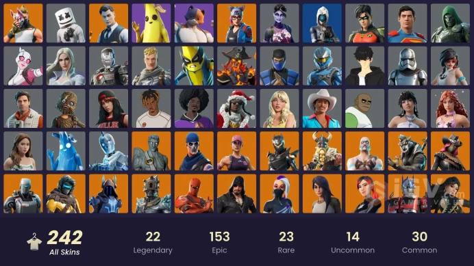 [PSN/Xbox/PC] 242 Skins - OG STW - Gold Midas - Clutch - Grind - Love Ranger - Drift - Calamity - The Ice King - Full Access #8928