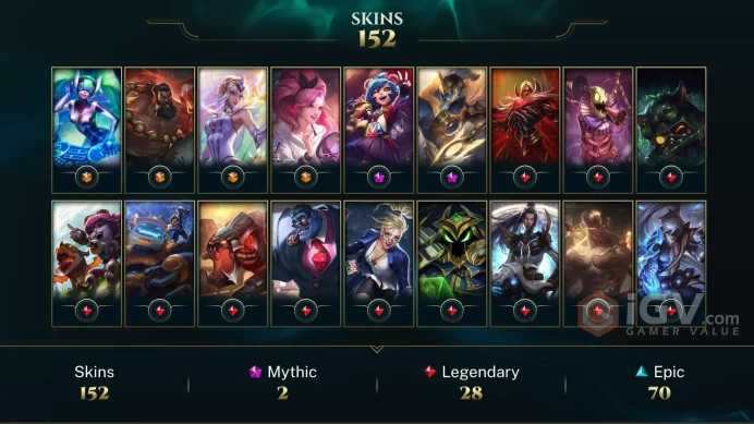 EUNE EMAIL CHANGEBLE 158 CHAMPIONS 29KBE 152 SKINS Prestige Ascended Pantheon