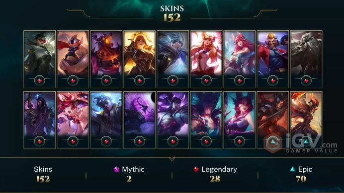 EUNE EMAIL CHANGEBLE 158 CHAMPIONS 29KBE 152 SKINS Prestige Ascended Pantheon
