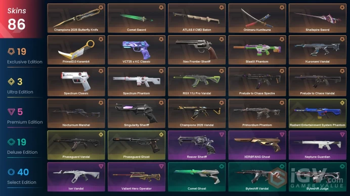 [EU] Valorant 86 Skins Full Access