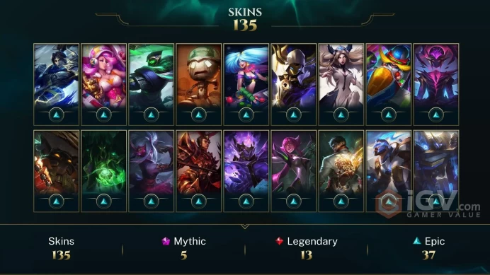 NA EMAIL CHANGEABLE 155 CHAMPIONS 16K BE 135 SKINS PRESTIGE: GAREN Prestige K/DA Ahri 2X LAST PLAY 2023 29 KEY HOLIDAY NASHOR Victorious Aatrox