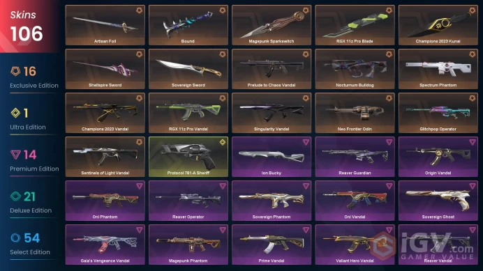 EU-Turkey 106 Skins > Champions 2023 Vandal Prelude to Chaos Vandal Singularity Vandal RGX 11z Pro Blade Sovereign Sword Oni Vandal 99061866