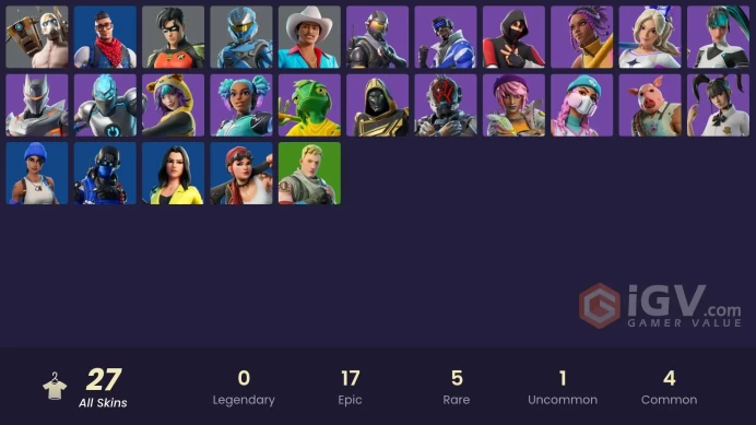 [PC] 27 skins | IKONIK | Blue Team Leader | Prodigy | Carbon Commando | Blue Striker | Rogue Agent | UNSC Spartan | Psycho Bandit | 500 VB