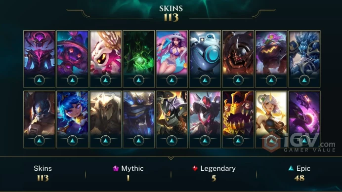 EUNE EMAIL CHANGEABLE 134 CHAMPIONS 13KBE 113 SKINS Prestige Star Guardian Soraka