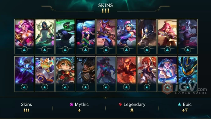 NA EMAIL CHANGEABLE 124 CHAMPS 16K BE Prestige Porcelain Lissandra Prestige True Damage Qiyana Prestige True Damage Senna 6.4koe Last play 2024