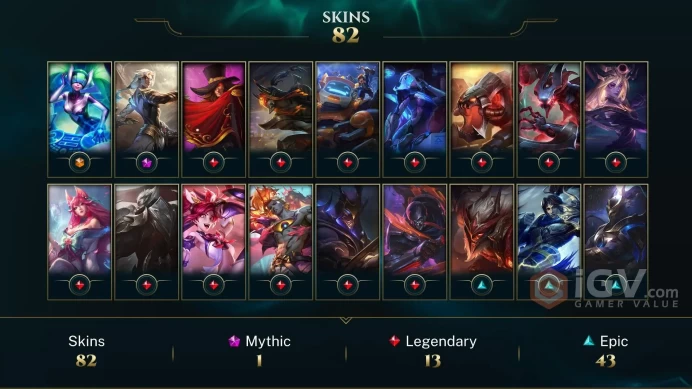 NA EMAIL CHANGEABLE 122 CHAMPIONS 82 SKINS Prestige Nightbringer Kayn 37 LITTLE LEGENDS LAST PLAY 2023