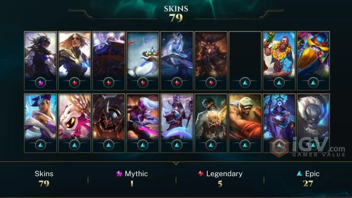 NA EMAIL CHANGEABLE 153 CHAMPIONS 11K BE 79 SKINS + 17 INV 120 MYTHIC ESSENCE Prestige True Damage Senna Victorious Lucian LAST PLAY 2023 