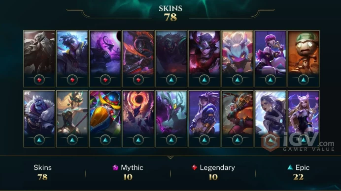 NA EMAIL CHANGEABLE 97 CHAMPIONS 78 SKINS 50 LITTLE LEGENDS PRESTIGE: ZOE DIANA FIORA SETT TEEMO YASUO
