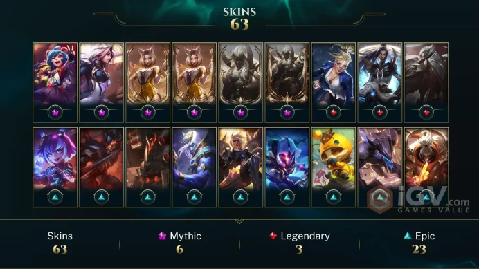 NA EMAIL CHANGEABLE 96 CHAMPS 63 SKINS Prestige K/DA Ahri 2X Prestige Blood Moon Aatrox 2X Prestige Broken MF  54 LITT LEGENDS 5 Victorious