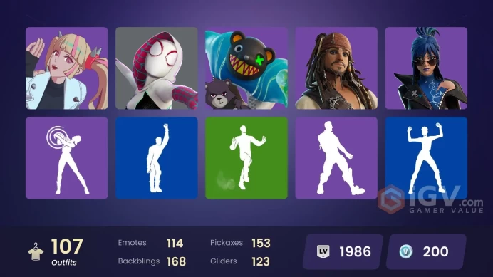 ACC018 Fortnite Account [PC] 107 skins | Era | Paradigm (Reality-659) | Optimus Prime | Valeria | Spectra Knight | Peter Griffin | T