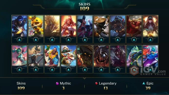 ME EMAIL CHANGEABLE 107 CHAMPIONS 21kbe 109 SKINS Prestige Coven Akali Prestige Cyber Halo Janna + Prestige Malphite Victo trinda Last play 2024