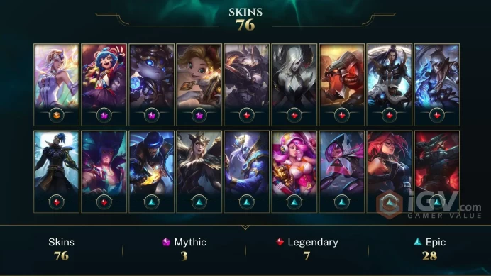 ME EMAIL CHANGEABLE 114 CHAMPIONS 76 SKINS Prestige Arcanist Zoe 27 LITTLE LEGENDS 106 Emotes