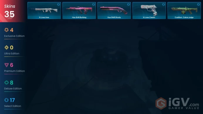 EU - LVL 110 - Unranked - 3 Knifes - 35 Skins (~18,375 VP) .SYS Melee, Ayakashi Phantom, Venturi Knife, Onimaru Kunitsuna, Oni Vandal