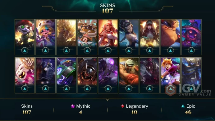 EUNE EMAIL CHANGEABLE 59 CHAMPIONS 19KBE 107 SKINS Prestige Pulsefire Thresh 2X 169 LITTLE LEGENDS LAST PLAY 2021 