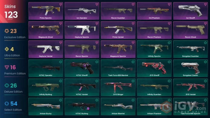 EU - LVL 116 - Unranked - 13 Knifes - 123 Skins (~101,650 VP) Champions 2022 Butterfly Knife, Celestial Fan, Xenohunter Knife, Neptune Anchor, R