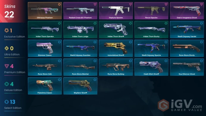EU - LVL 111 - Unranked - 22 Skins (~9,275 VP) Glitchpop Phantom, Gaia's Vengeance Ghost, Recon Spectre, Neptune Spectre, Radiant Crisis 001 Pha