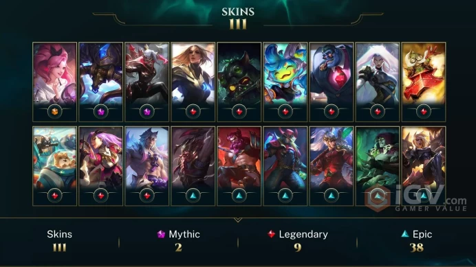NA EMAIL CHANGEABLE 130 CHAMPIONS 113 SKINS Judgment Kayle Silver Kayle UFO CORKI 214 Mythic Essence Honor 4 ictorious: Fior Yi Trind 113 L Lege