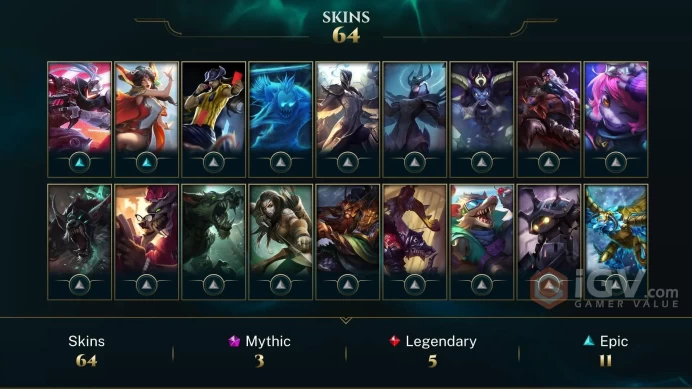 EUW EMAIL CHANGEABLE 116 CHAMPIONS 66 SKINS SILVER KAYLE JUDGMENT KAYLE UFO CORKI PRESTIGE: YONE LUX RISEN LEGEND VAYNE