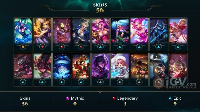 EUNE EMAIL CHANGEABLE 67 CHAMPIONS 56 SKINS Worlds 2012 Riven Wreath Holiday Nashor Lunar Revel Scroll Last play 2024