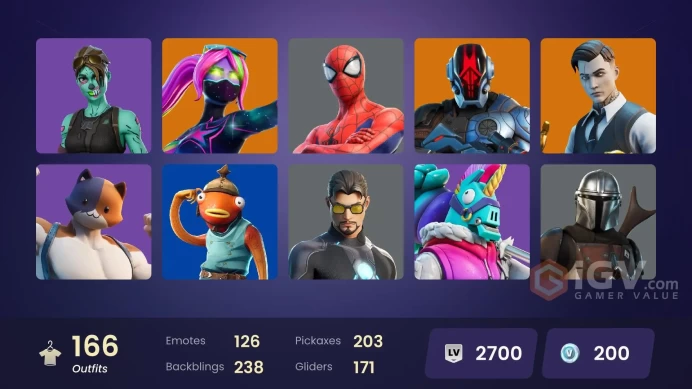 ACC093  Fortnite Account [PC] 166 skins | Gold TNTina | Gold Meowscles | Gold Midas | Gold Brutus | Cloud Striker | Shady Doggo | Spire Assassin