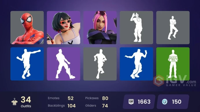 ACC067Fortnite Account [PC] 34 skins | The Imagined | Ronin | Snap | Spider-Man | Polar Peely | Slayer Juice WRLD | Harlowe | Gumbo | The Bride 
