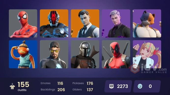  ACC294 Fortnite Account [PC] 155 skins | Rogue Spider Knight | Kado Thorne | Malik | Peter Griffin | The Foundation | Snap | Fade | Torin | Par