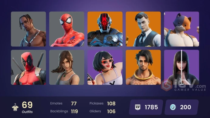 69 Skins - Mail Access - Travis Scott - Gold Midas - Gold Meowmscles - Gold Brutus - Rage - Clark Kent