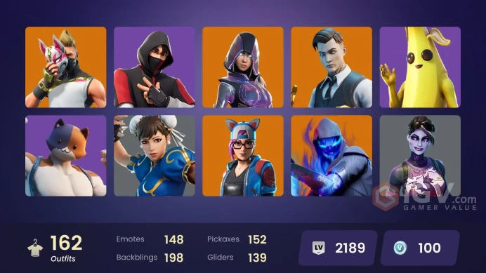 162 Skins -  Mail Access - Ikonik - Glow - Gold Midas - Gold Brutus - Deluxe STW - 64 Purchased Emotes -  Rage -  Tart Tycoon