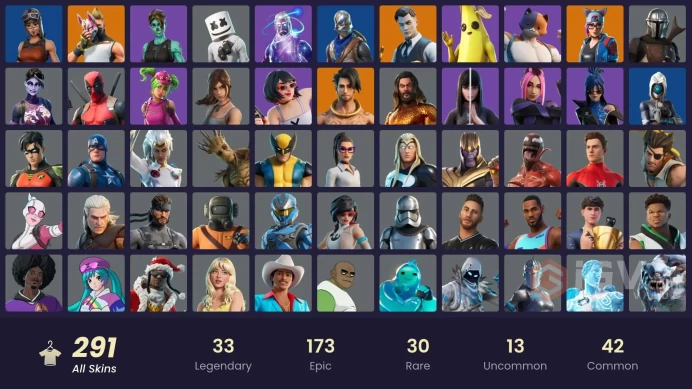 291 Skins - Mail Access - Galaxy - Take the L- Blue Squire - Deluxe STW - Petter Griffin - 194 Dances - End Zone - Lebron James