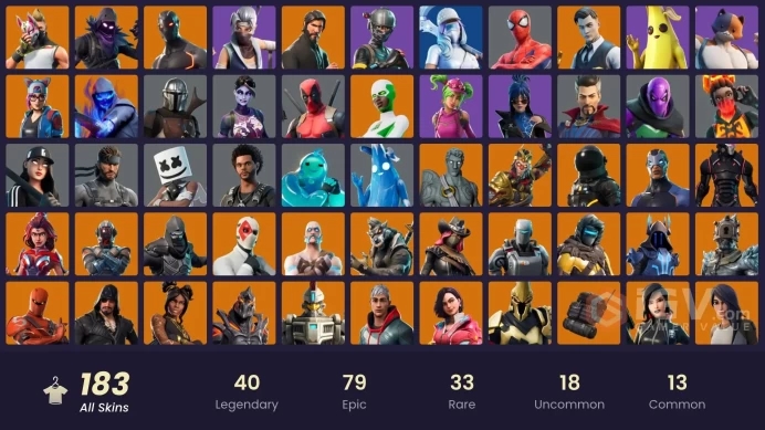 182 Skins - Mail Access - Ikonik - Gold Midas - The Reaper - Take the L - Merry Mint Axe - Elite Agent - Omega Stage 5 - Rambunctious
