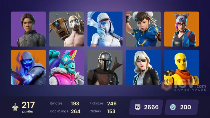 217 Skins - Mail Access - Deluxe STW - 104 Purchased Emotes - Petter Griffin -  Snopp Dog - Chun Li - Psycho Bandit - Pack outfits