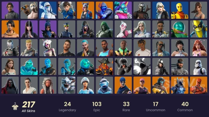 217 Skins - Mail Access - Deluxe STW - 104 Purchased Emotes - Petter Griffin -  Snopp Dog - Chun Li - Psycho Bandit - Pack outfits