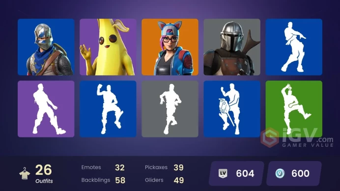 26 Skins -  Mail Access - Blue Squire - Royale Knight - Battle Bus Banner - Snowflake - Carbide - Calamity -