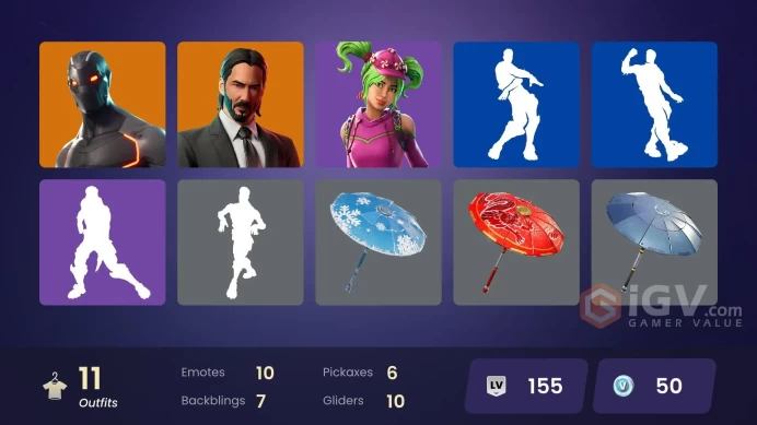 [PC/PSN/XBOX] 11 skins | Valor | John Wick | The Visitor | Omega | Carbide | Battlehawk | Teknique | Zoey | Squad Leader | Holiday Boxy | 50 V