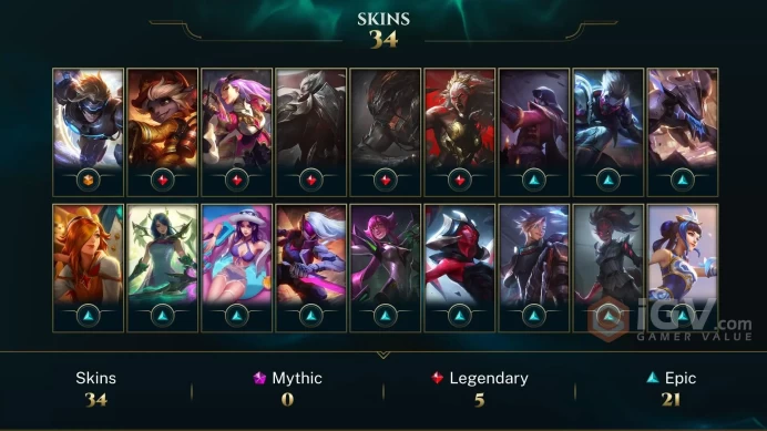 EUW / BRONZE 1 %0WR - 81 Champ - 34 Good Skins(1 Ultimate, 5 Legendary, 21 Epic) - 415 BE - S12 ACC - FULL ACCES -CHEAP
